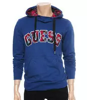 hombre guess populaire chaqueta hoodie mot haut bleu